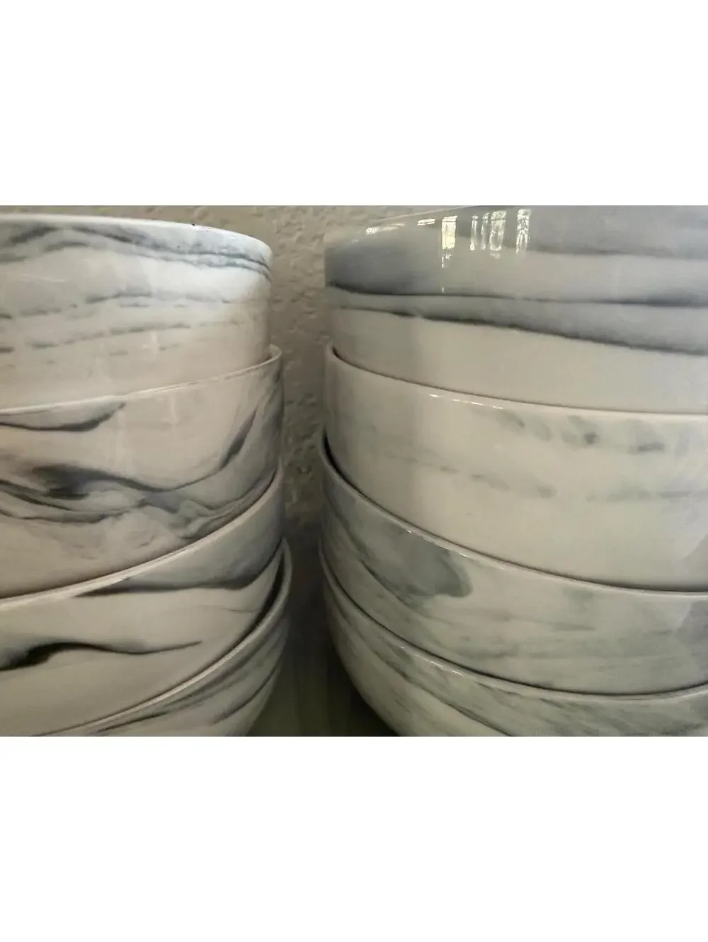 (6) Artisanal Kitchen Supply Coupe Cereal Bowl Gray Marble Swirl Stoneware 6”